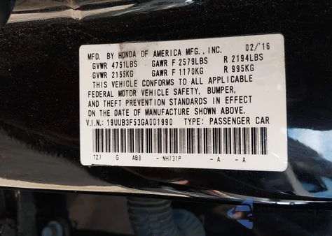 2016 Acura Tlx V6 Tech из США, поврежденный, VIN 19UUB3F53GA001990